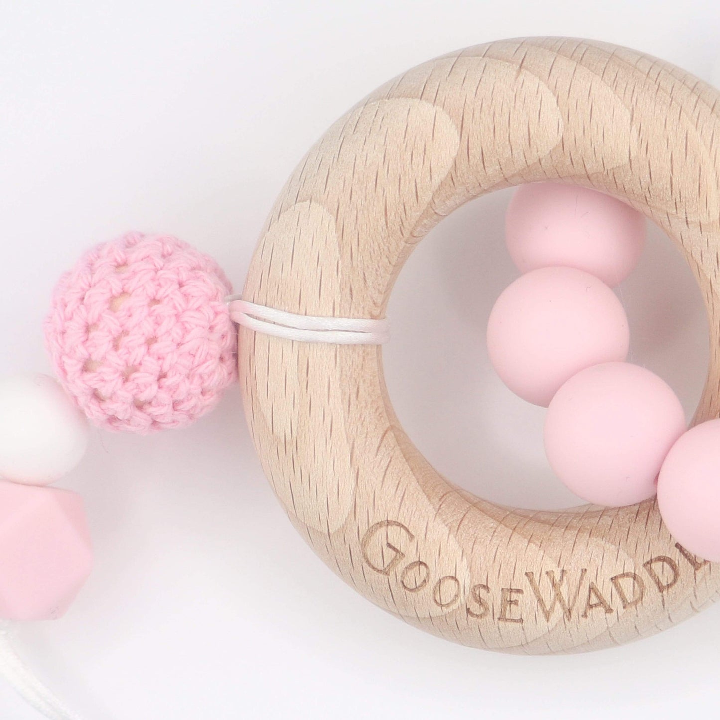 Goosewaddle Teether Wooden and Silicone Teether - Pink